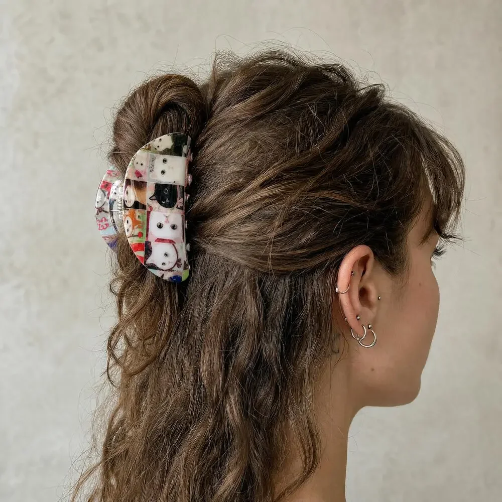 Cat Collage Hair Claw Clip NWT